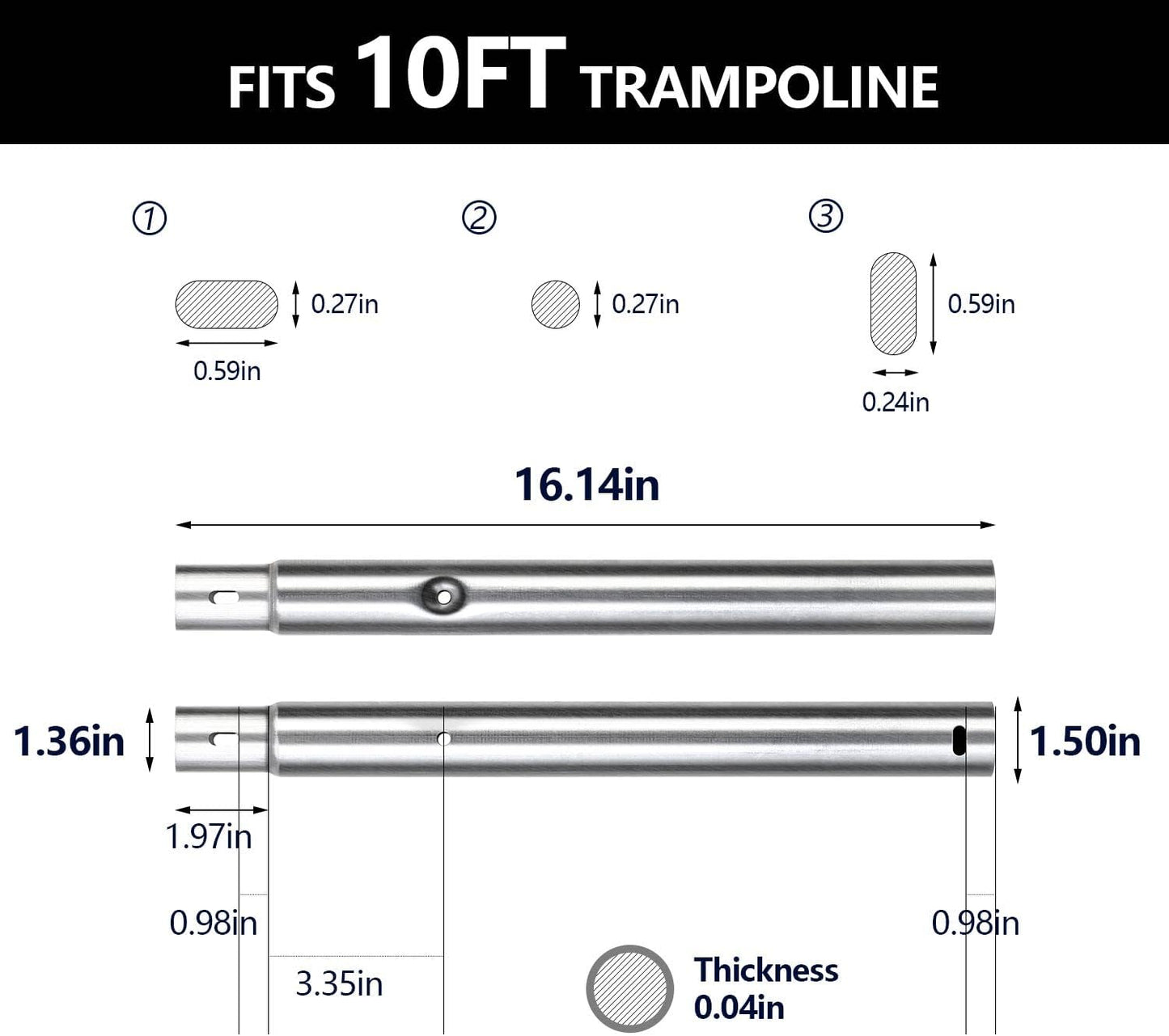 10 FT Trampoline Parts Leg Extension Replacement Durable Trampoline Accessories & Parts (10Ft, Leg Extension)