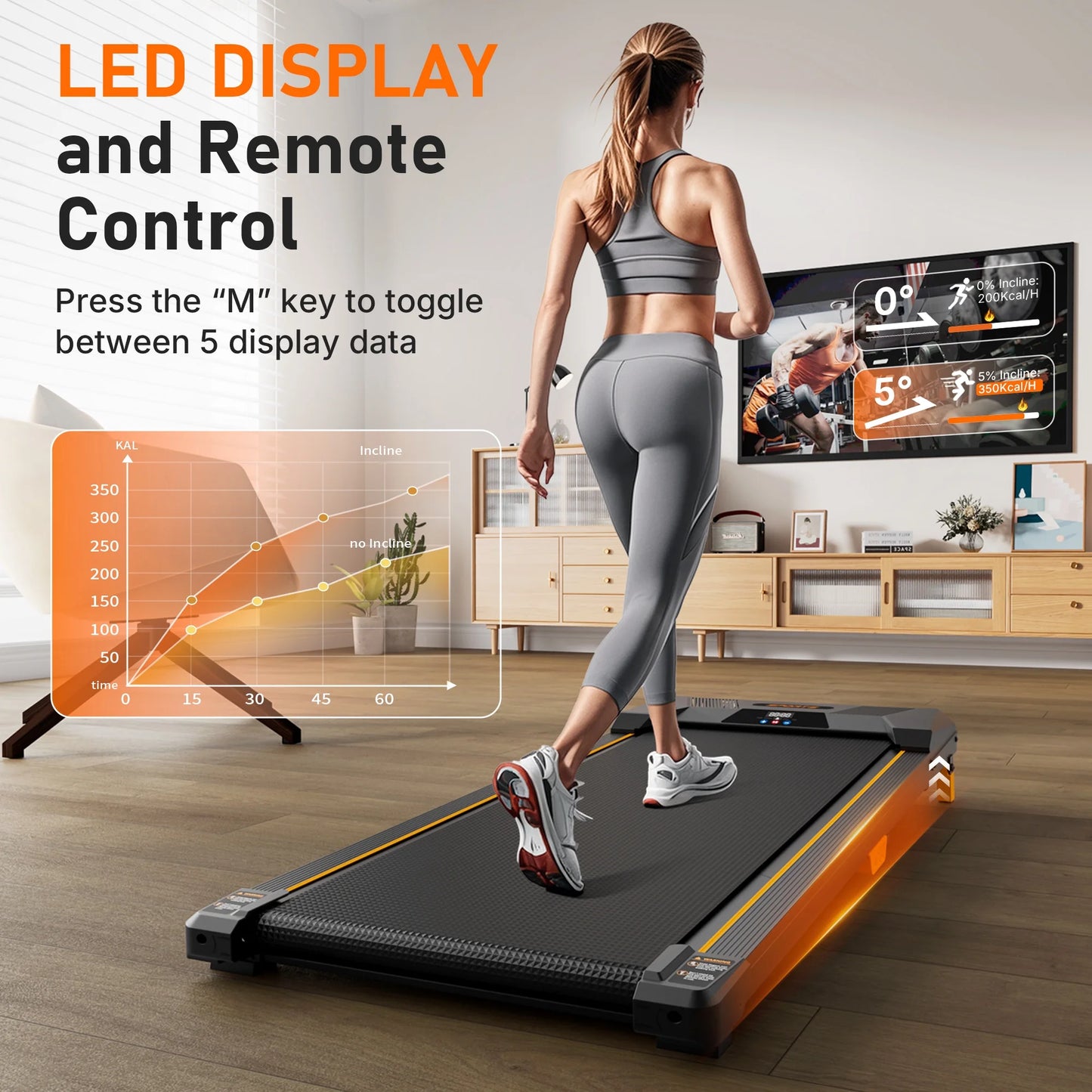 Under Desk Treadmill Walking Pad, 2.5HP 2-In-1 Jogging Foldable Portable Treadmill with Remote, 265LBS Capacity, Quiet Office/Home Use