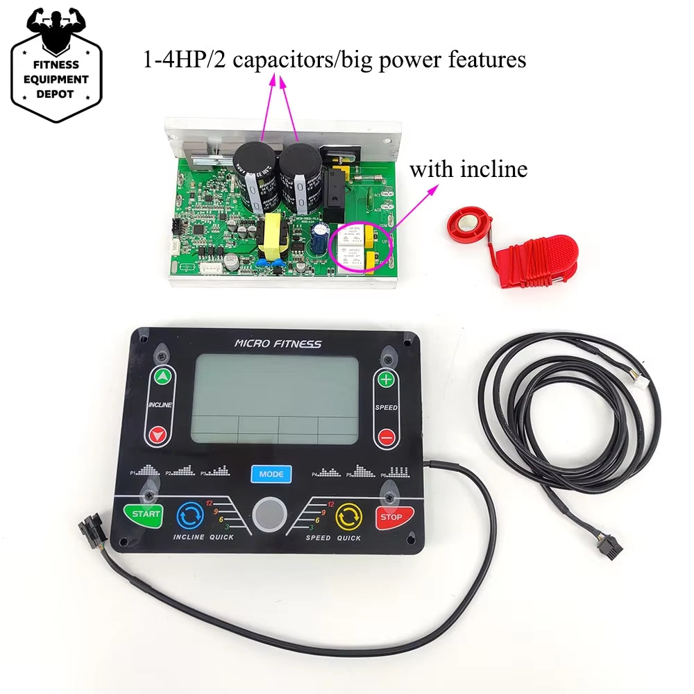 Universal Treadmill Circuit Board, Console Display, Treadmill Control Board Controller, General Use, 1HP-2HP/4.0HP Motor