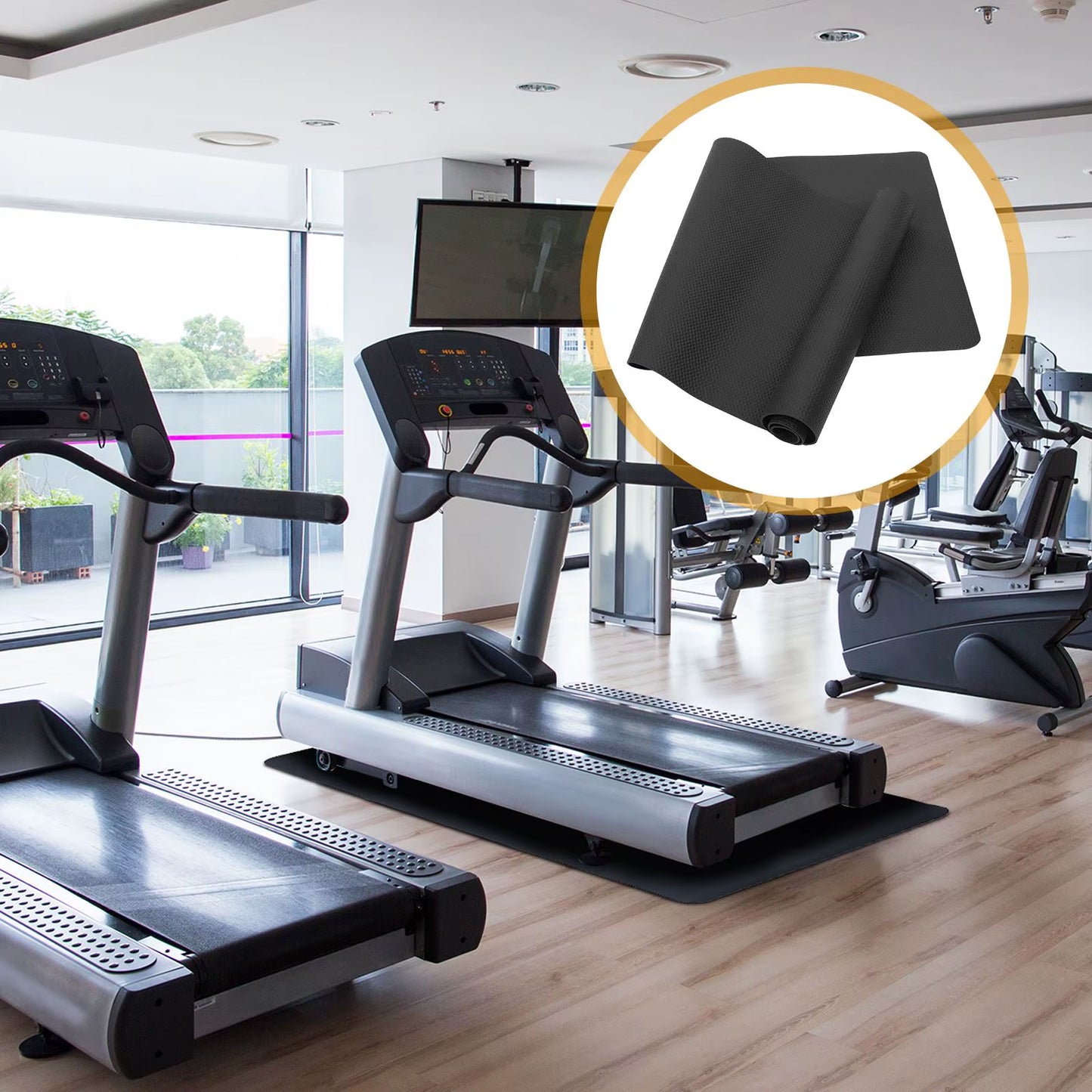 Exercise Mat Sports Equipment Cushion Sound Insulation Pad Rubber Treadmill Pad Fitness Spinning Bike Shock Absorption Pad