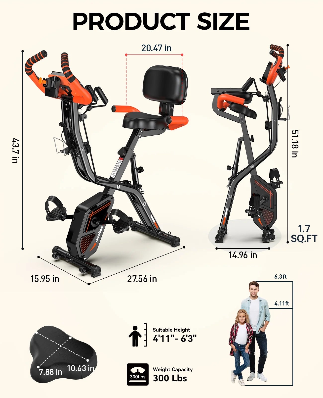 Folding Magnetic Exercise Bike Indoor Cycling Bikes Upright Stationary Bicycle 280Lbs