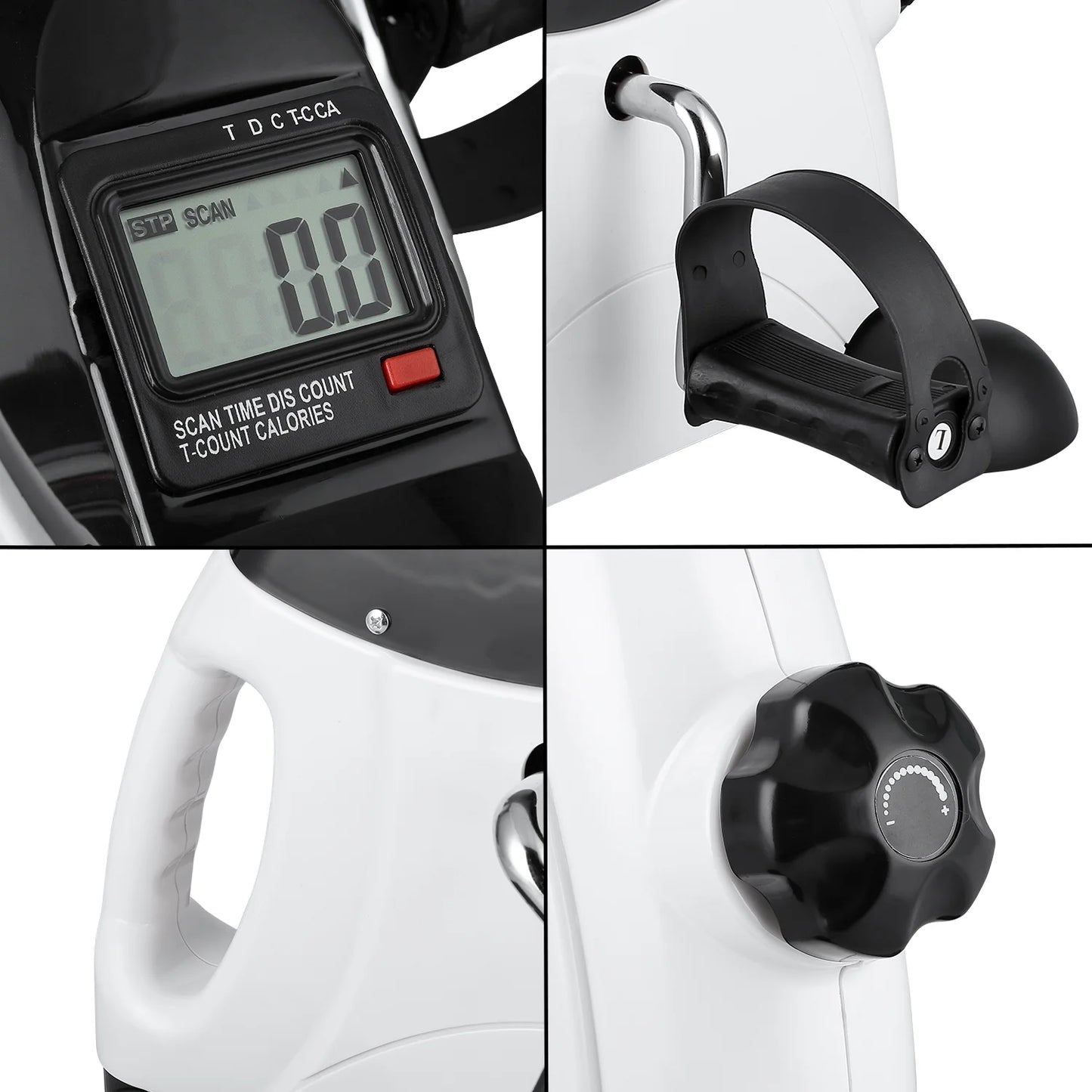 Exercise Bike, under Desk Bike Pedal Exerciser, Portable Mini Trainer Bike with LCD Screen Displays, White