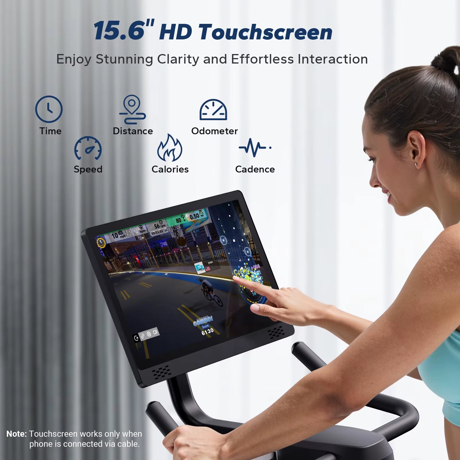 Exercise Bike Brake Pad Stationary with Exclusive App Low Noise Indoor Bike Tablet Mount&Fitness Courses for Weight Loss