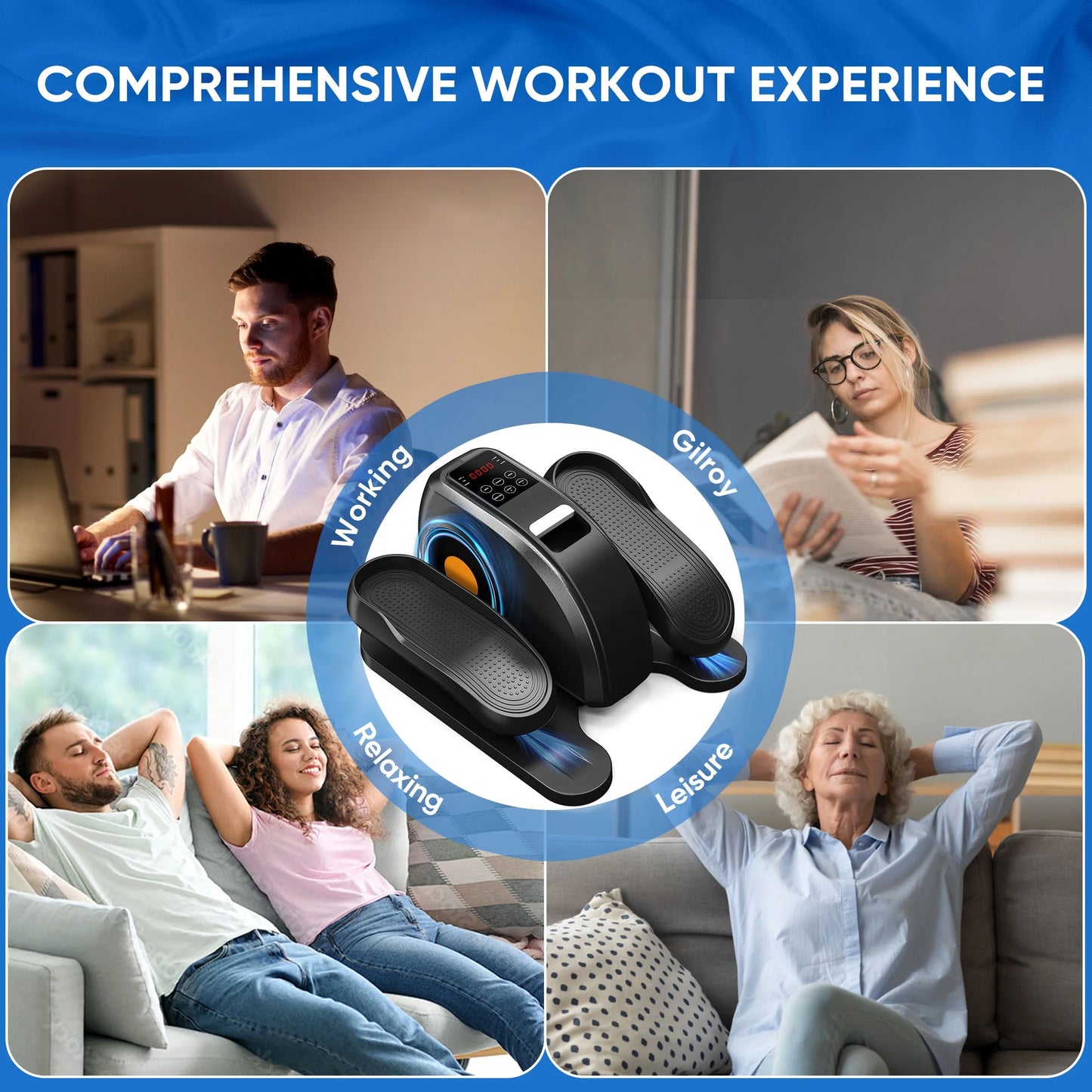 Under-Desk Elliptical Machine – Compact, Quiet & Portable Pedal Exerciser with Adjustable Speed, LED Display, Ideal Mini Elliptical for Home or Office Workout
