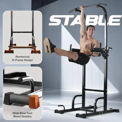 Pull up Bar Free Standing - Power Tower Multi-Functional Pullup Dip Station Calisthenics Equipment Station for Home Gym - 440LB