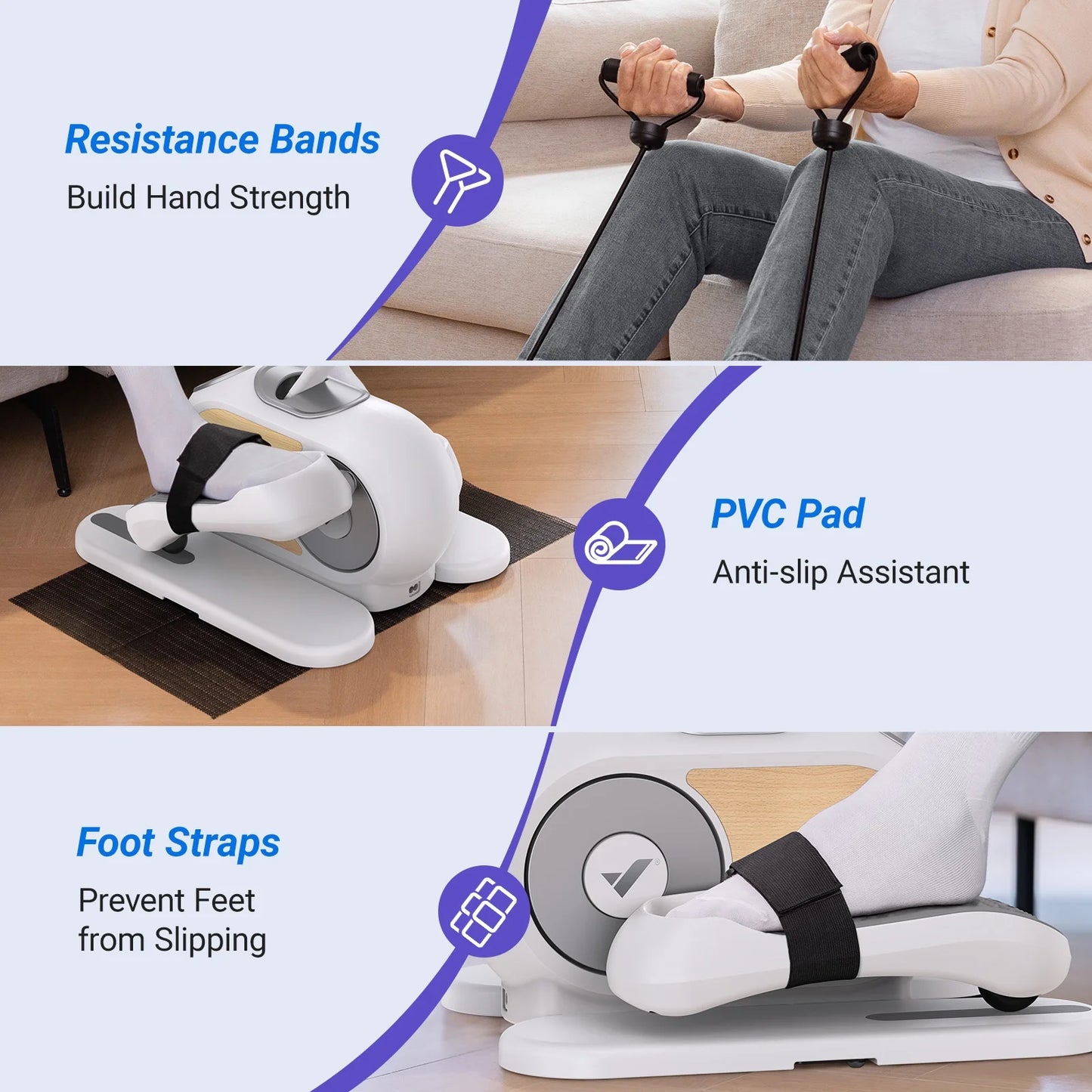 under Desk Elliptical Machine, Electric Elliptical for Seniors, 12 Adjustable Speeds, Quiet Portable Fitness Equipment Gift for Family & Office with PVC Anti-Slip Mat