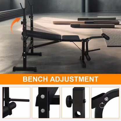 32.68 In. D X 67.72 In. W X 46.46 In. H Olympic Weight Bench, Bench Press Set with Squat Rack and Bench