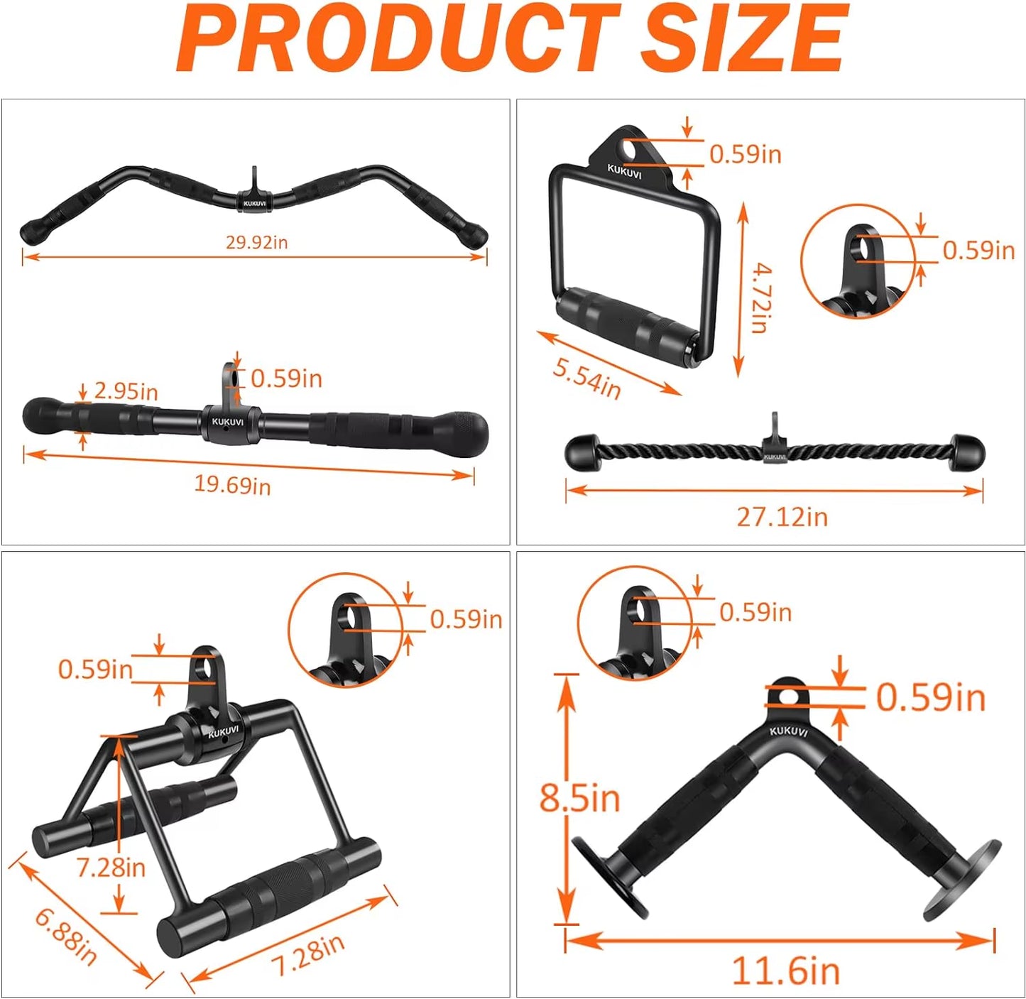 LAT Pulldown Bar Attachments, Cable Machine Accessories for Home Gym