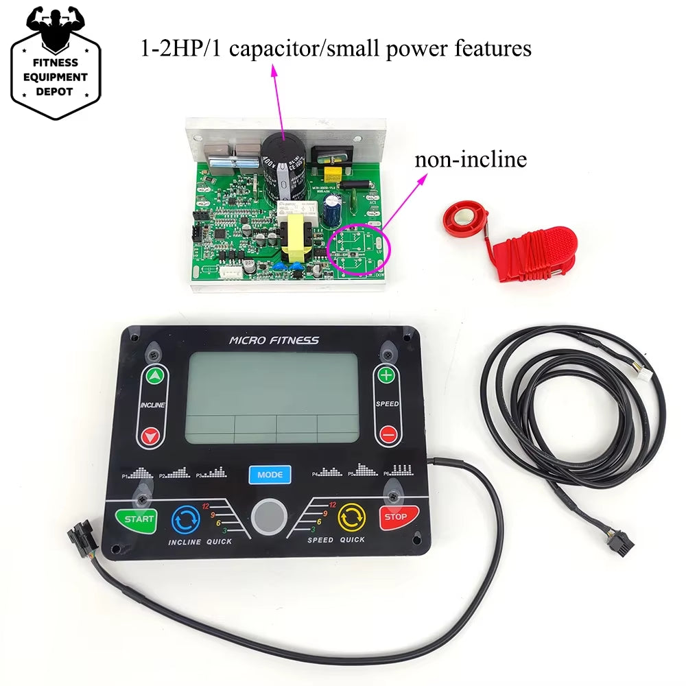 Universal Treadmill Circuit Board, Console Display, Treadmill Control Board Controller, General Use, 1HP-2HP/4.0HP Motor