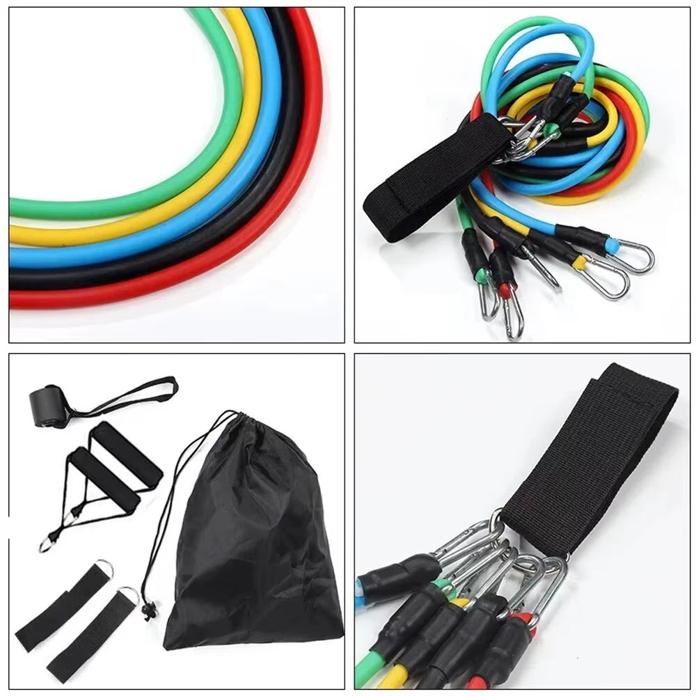 11Pcs/Set Pull Rope, Resistance Bands, Portable Fitness Equipment, Ankle Strap, Chest Expander, Elastic Exercise Band