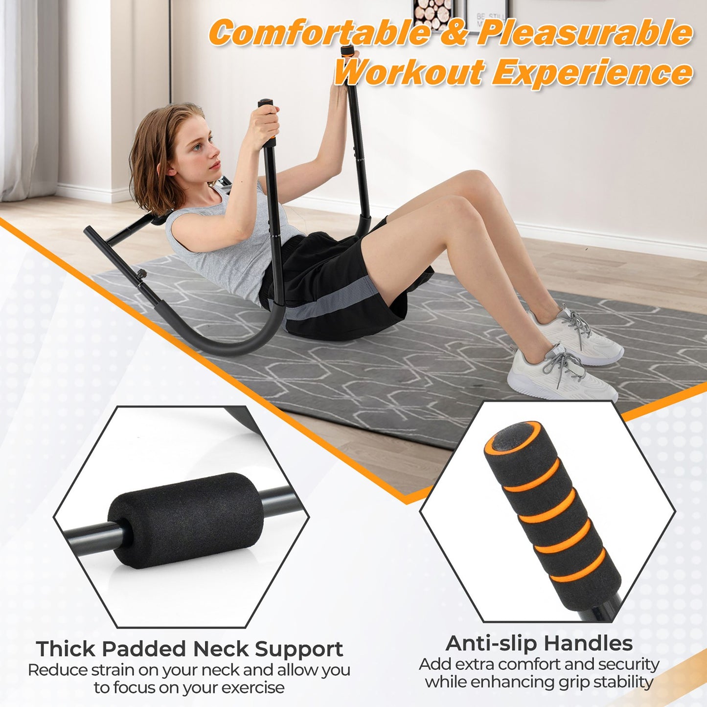 Fitness AB Trainer with Padded Head/Neck Support Sit up Training Assistant