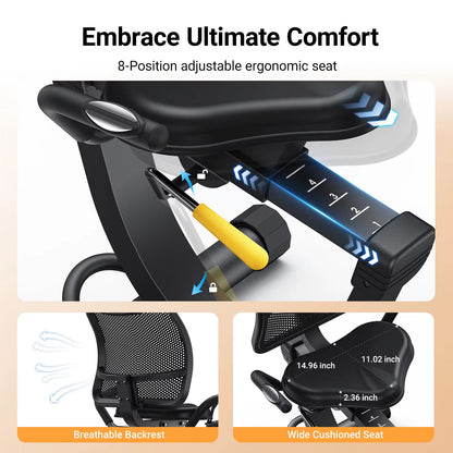 Recumbent Exercise Bike High-End for Home Light Commercial Bikes for Seniors Adult Magnetic Stationary Heart Rate Handle