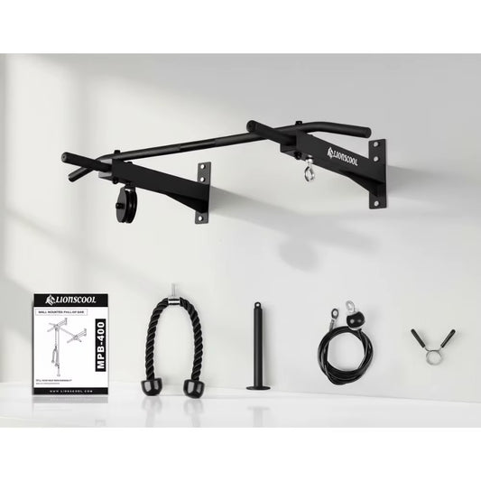 Wall Mounted Pull up Bar with Pulley System, Multi-Grip Chin up Bar for Upper Body Workouts, Home Gym Equipment