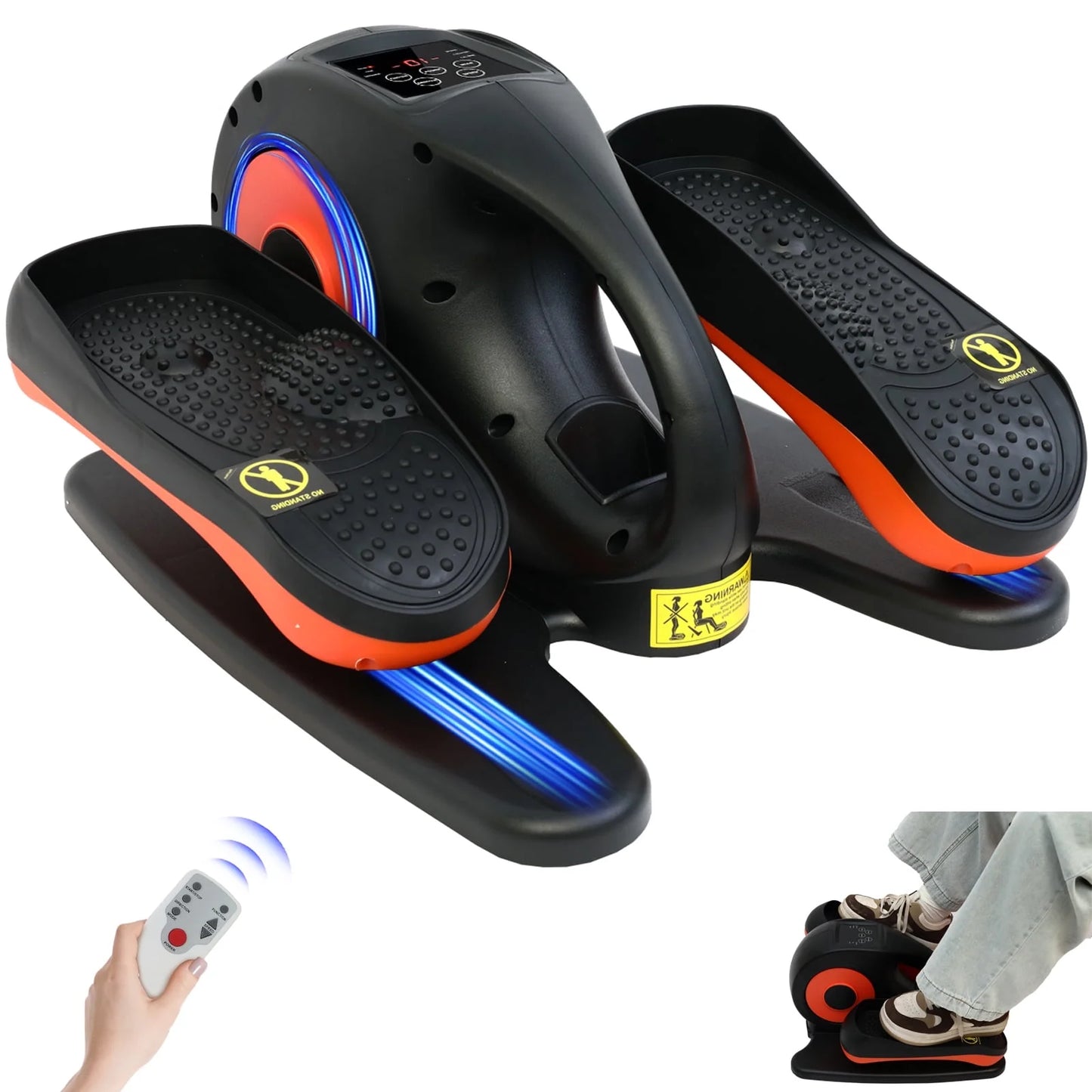 Under Desk Elliptical, Electric Seated Pedal Exerciser, Quiet & Compact Mini Ellipse Leg Exerciser with Display Monitor, Remote Control and Adjustable Speeds, Elliptical Machine for Home