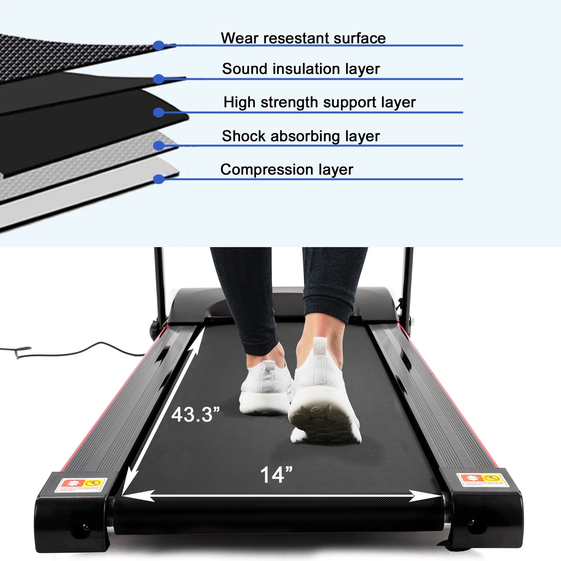 2.5HP Folding Treadmills for Home with Bluetooth & Incline, Portable Running Machine Electric Compact Treadmills Foldable for Exercise Home Gym Fitness Walking Jogging