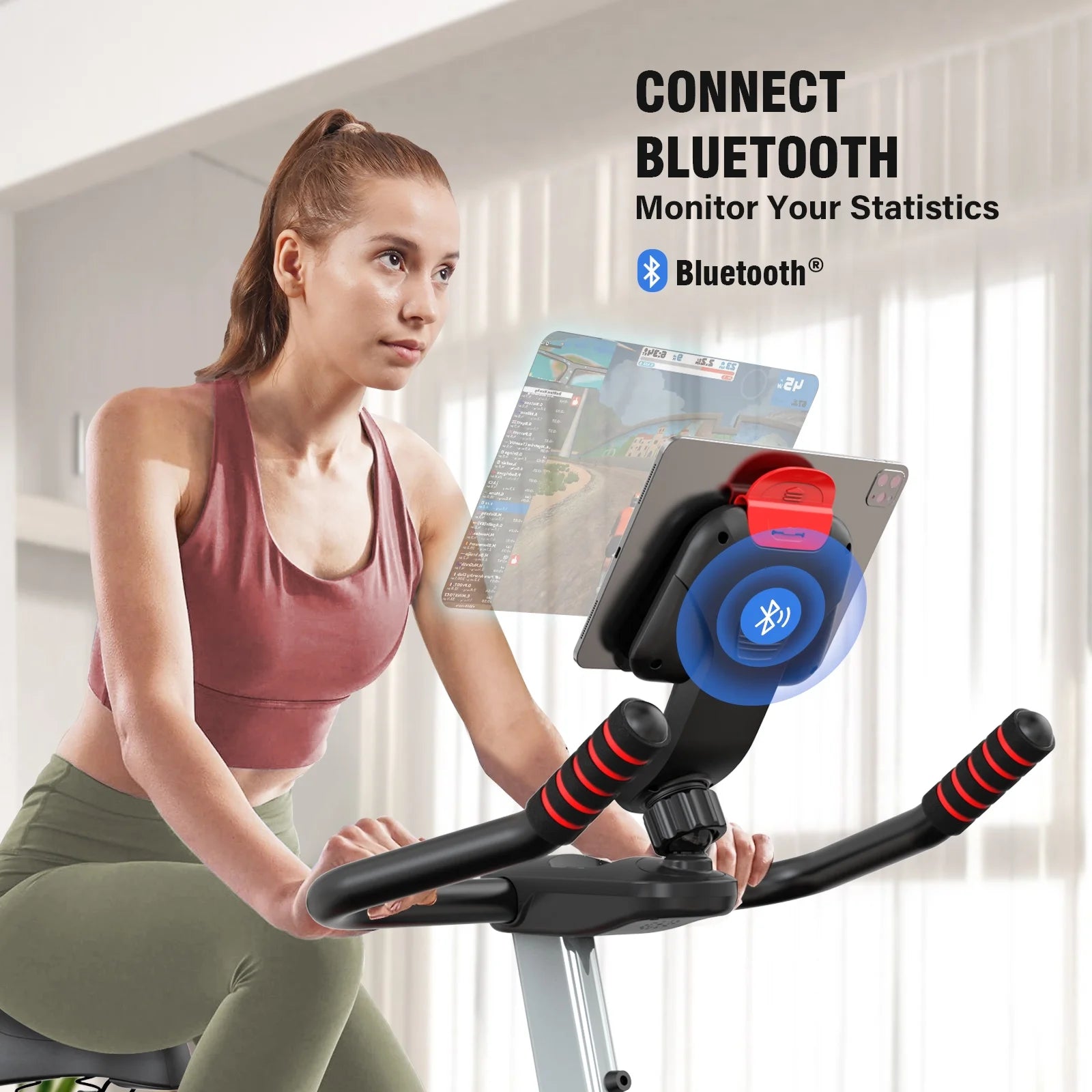 Bluetooth Magnetic Exercise Bike Indoor Cycling Bike Stationary Bikes 40Lbs Flywheel 350Lbs