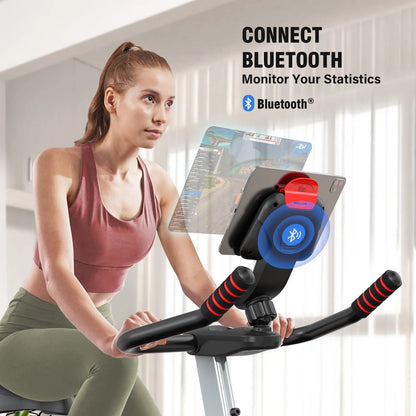 Bluetooth Magnetic Exercise Bike Indoor Cycling Bike Stationary Bikes 40Lbs Flywheel 350Lbs