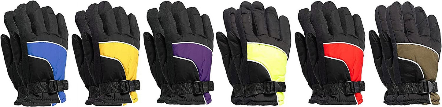 Winter Ski Gloves Fleece Lined Adjustable Strap Water Resistant for Men, Women, Kids
