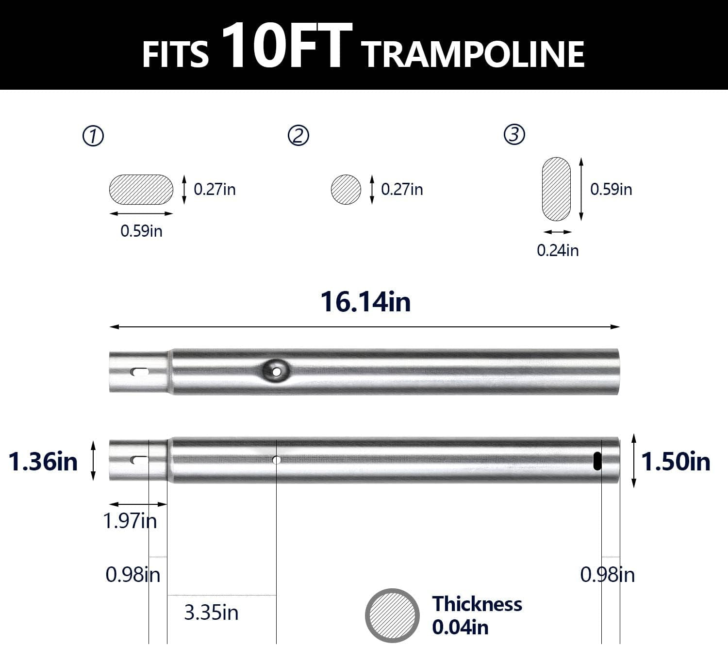 10 FT Trampoline Parts Leg Extension Replacement Durable Trampoline Accessories & Parts (10Ft, Leg Extension)