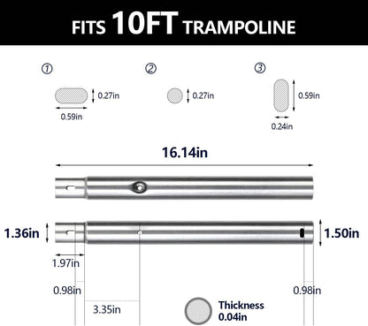 10 FT Trampoline Parts Leg Extension Replacement Durable Trampoline Accessories & Parts (10Ft, Leg Extension)