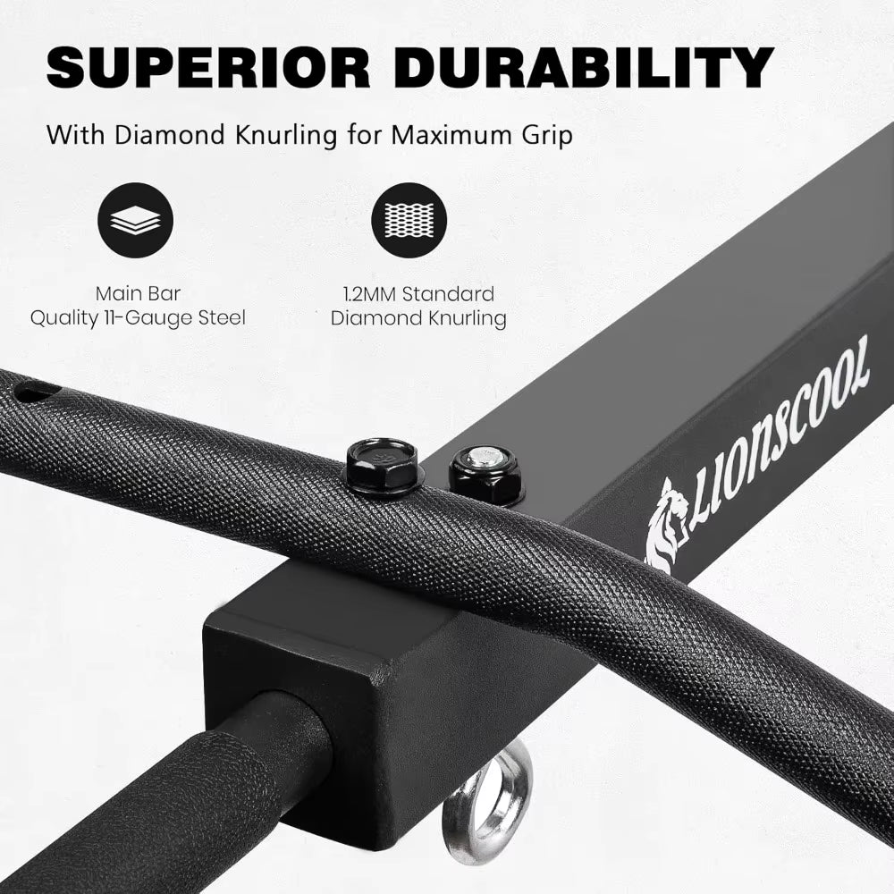 Wall Mounted Pull up Bar with Pulley System, Multi-Grip Chin up Bar for Upper Body Workouts, Home Gym Equipment