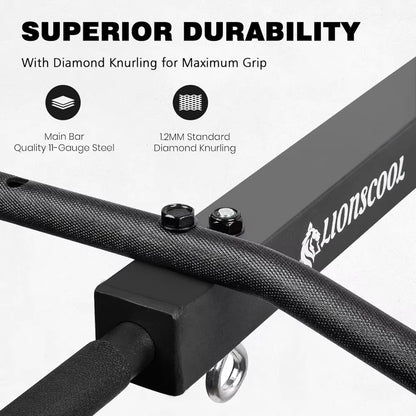 Wall Mounted Pull up Bar with Pulley System, Multi-Grip Chin up Bar for Upper Body Workouts, Home Gym Equipment