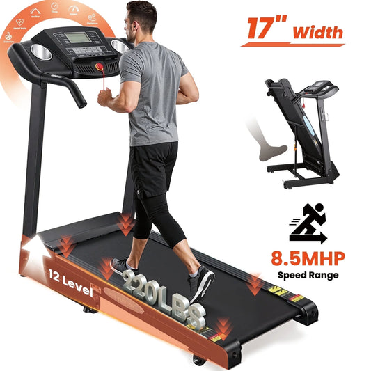 Treadmill with Auto Incline Folding Treadmill 12Level Incline 2.5 Horse Power 15 Preset for Home Use 8.5 Mph Range
