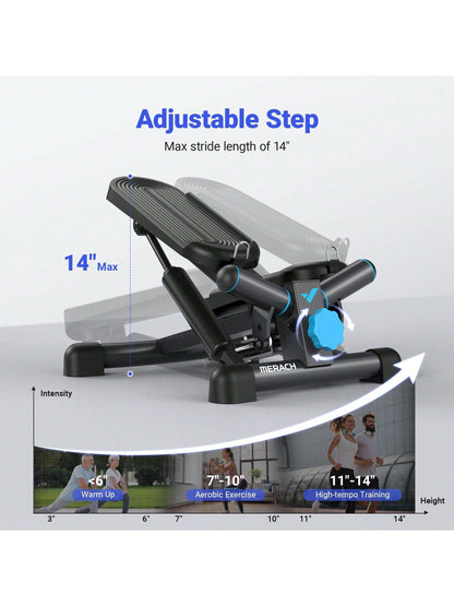 MERACH Mini Steppers for Exercise, Twist Stepper with Resistance Bands, 330LBS Capacity Stair Step Cardio Equipment for Full Body Workout