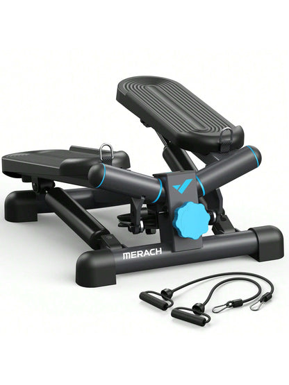 MERACH Mini Steppers for Exercise, Twist Stepper with Resistance Bands, 330LBS Capacity Stair Step Cardio Equipment for Full Body Workout
