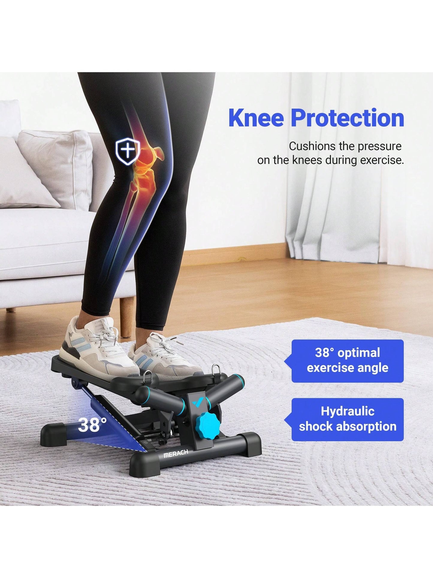 MERACH Mini Steppers for Exercise, Twist Stepper with Resistance Bands, 330LBS Capacity Stair Step Cardio Equipment for Full Body Workout