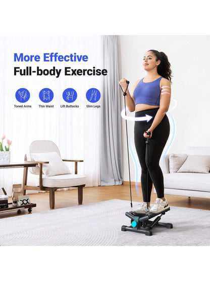 MERACH Mini Steppers for Exercise, Twist Stepper with Resistance Bands, 330LBS Capacity Stair Step Cardio Equipment for Full Body Workout