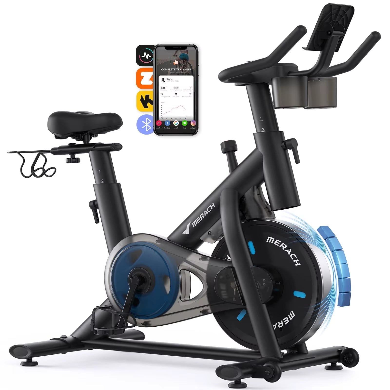 Exercise Bike Brake Pad/Magnetic Stationary Bike with Exclusive App Low Noise Indoor Cycling Bike with Fitness Courses B2