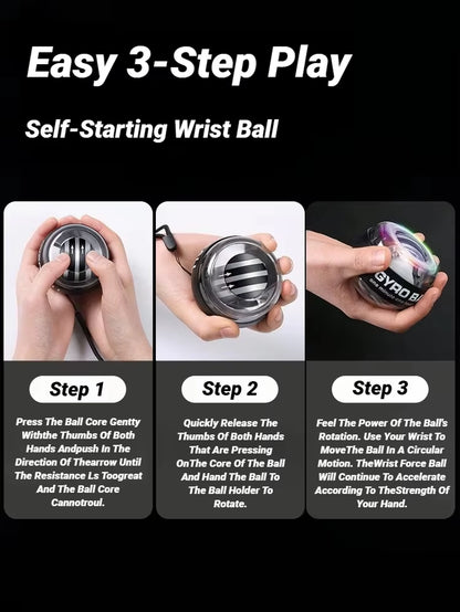 Self-Starting Multi-Functional Forearm Exerciser Power Ball Wrist Booster Trainer Hand Strength Grip Light-Up Strengthener