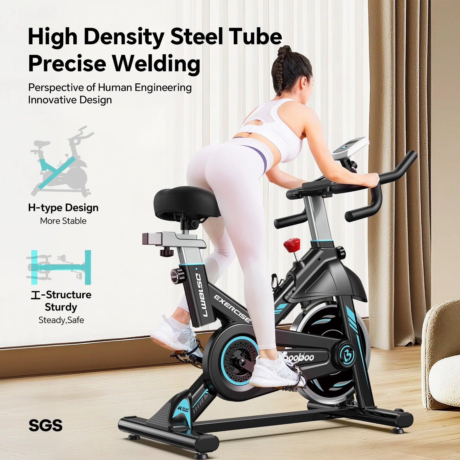 Professional Indoor Cycling Bike Stationary Exercise Bikes Home Cardio Workout Bicycle Machine 350Lb Flywheel Weight 40Lbs