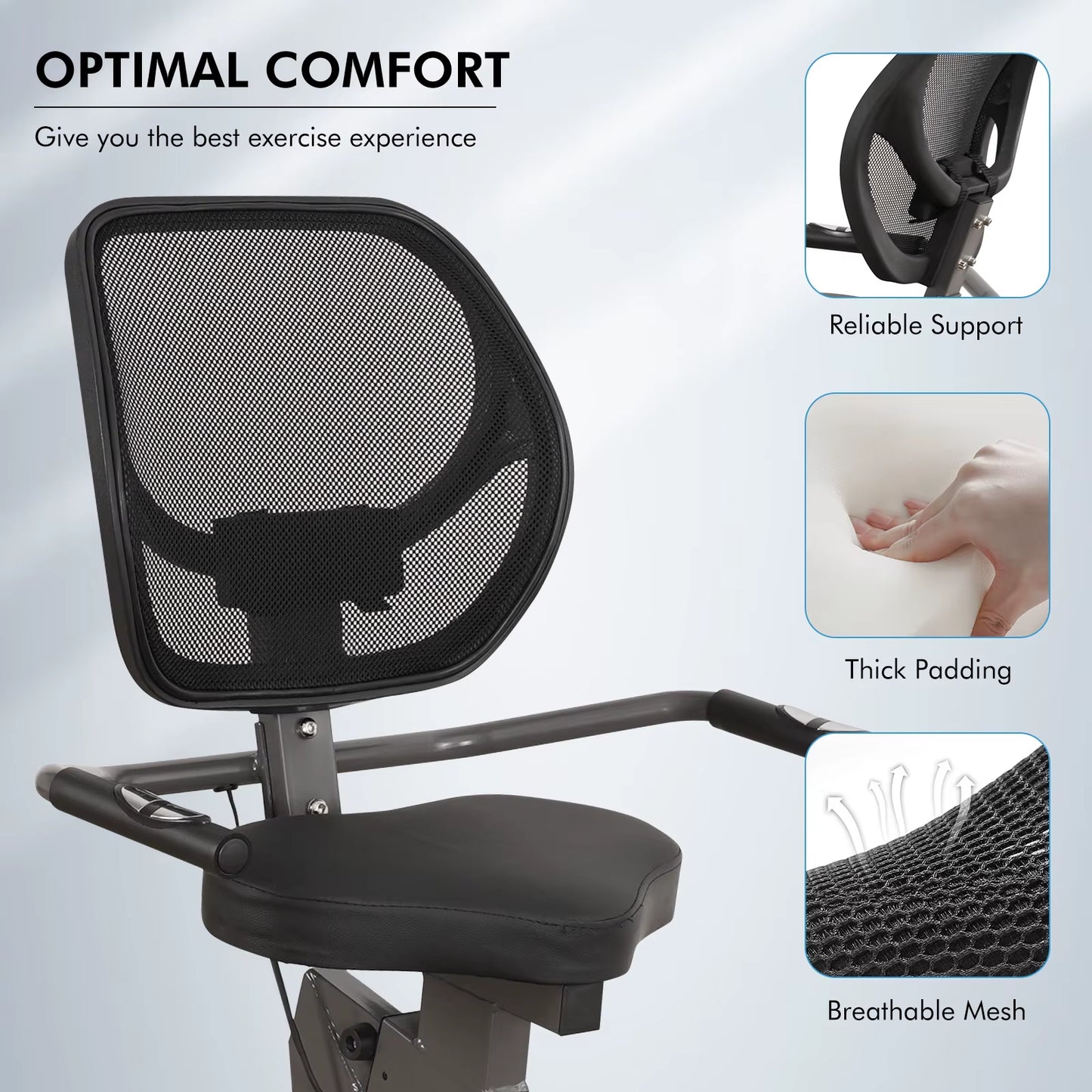 Recumbent Exercise Bike for Home Stationary Bike Sturdy Quiet 8 Levels Recumbent Bikes Large Comfortable Seat Heart Rate Handle