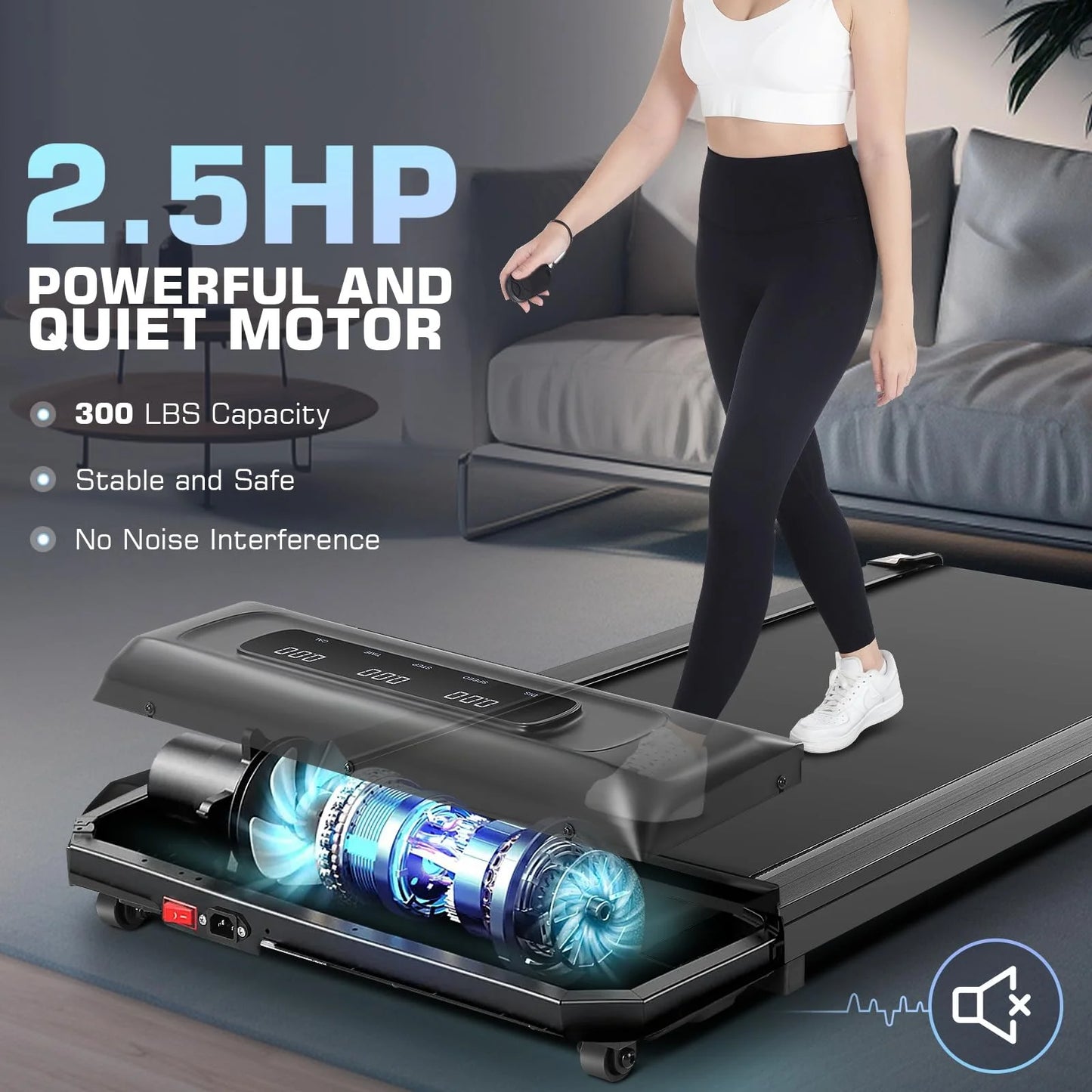 Walking Treadmills for Home, Walking Pad Treadmill with App & Remote Control, Slim & Portable