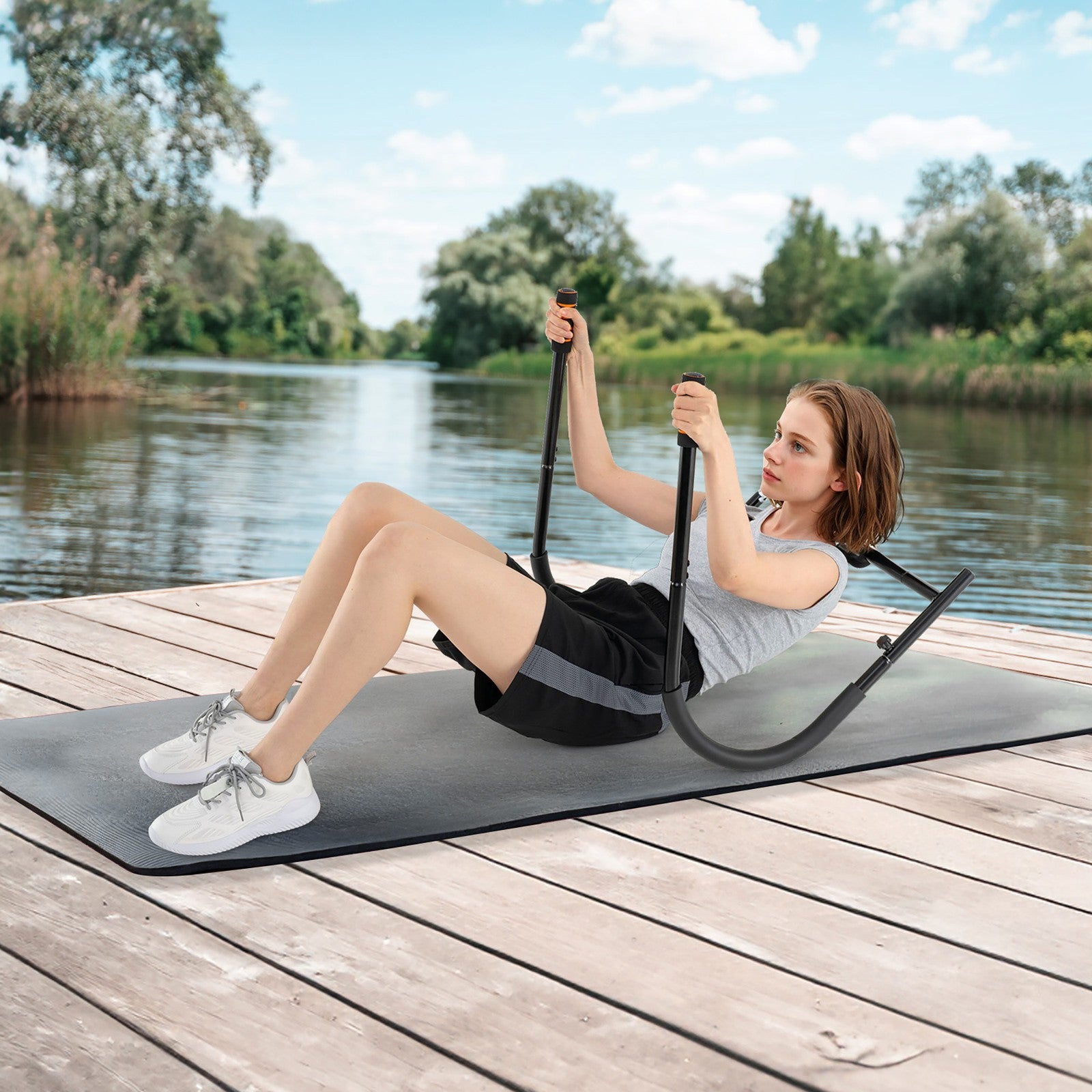 Fitness AB Trainer with Padded Head/Neck Support Sit up Training Assistant