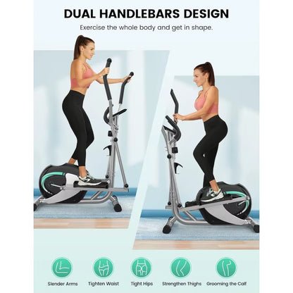 Elliptical Machine for Home Hyper-Quiet Elliptical Exercise Machine Compact Elliptical Trainer W/8 Levels Adjustable Resistance