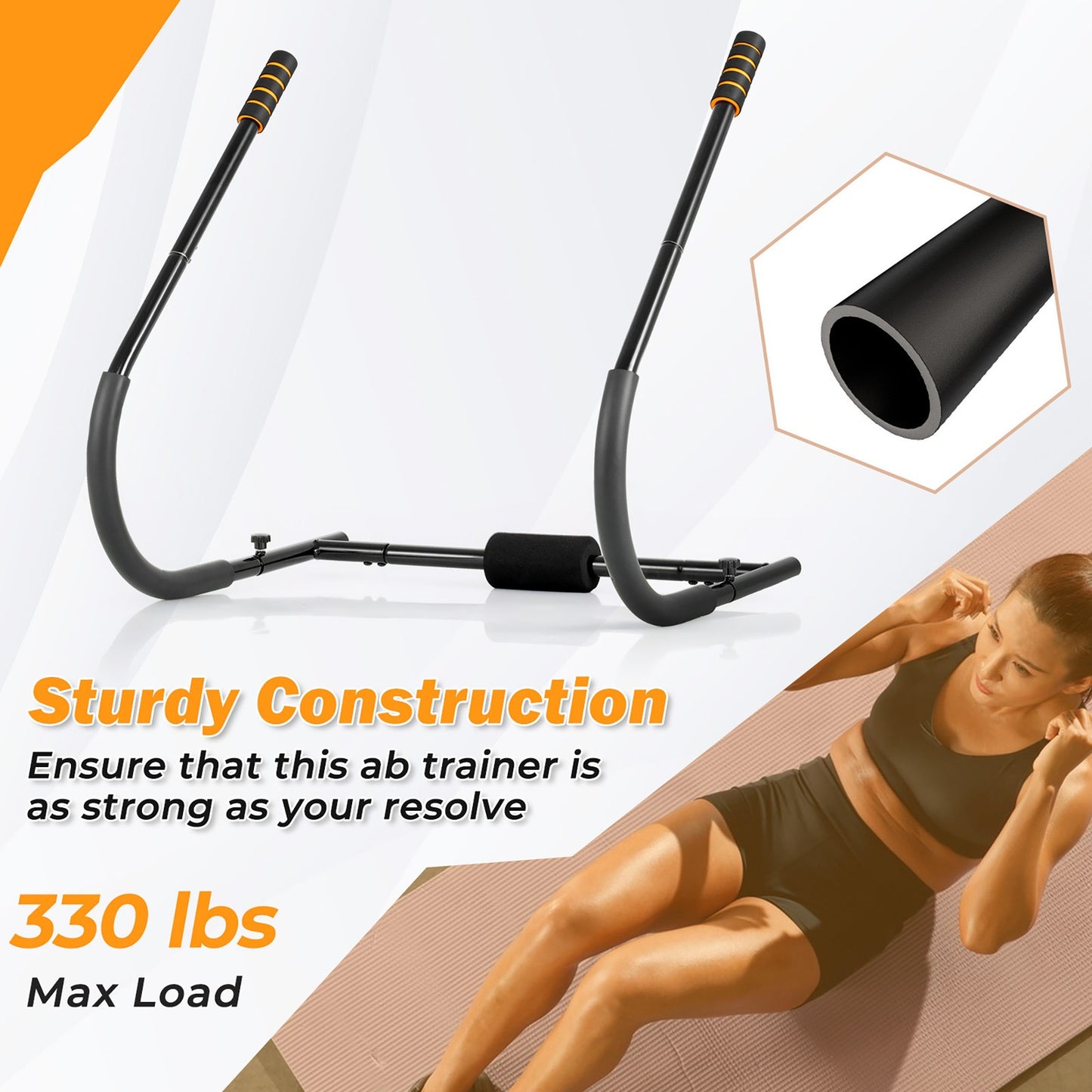 Fitness AB Trainer with Padded Head/Neck Support Sit up Training Assistant