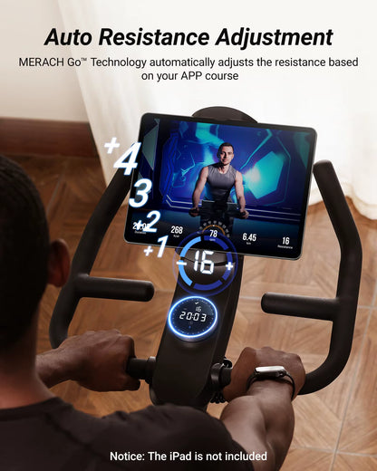 Indoor Exercise Bike with Auto Resistance Bluetooth Stationary Bike with APP Data Tracking & Tablet Holder Cycling Bike