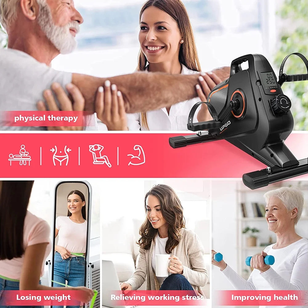 Magnetic under Desk Bike Pedal Exerciser - Portable Mini Trainer Bikes Desk Cycle, Leg Exerciser for Physical Therapy with LCD Display