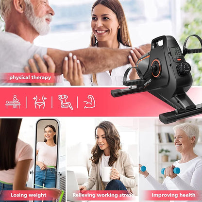 Magnetic under Desk Bike Pedal Exerciser - Portable Mini Trainer Bikes Desk Cycle, Leg Exerciser for Physical Therapy with LCD Display