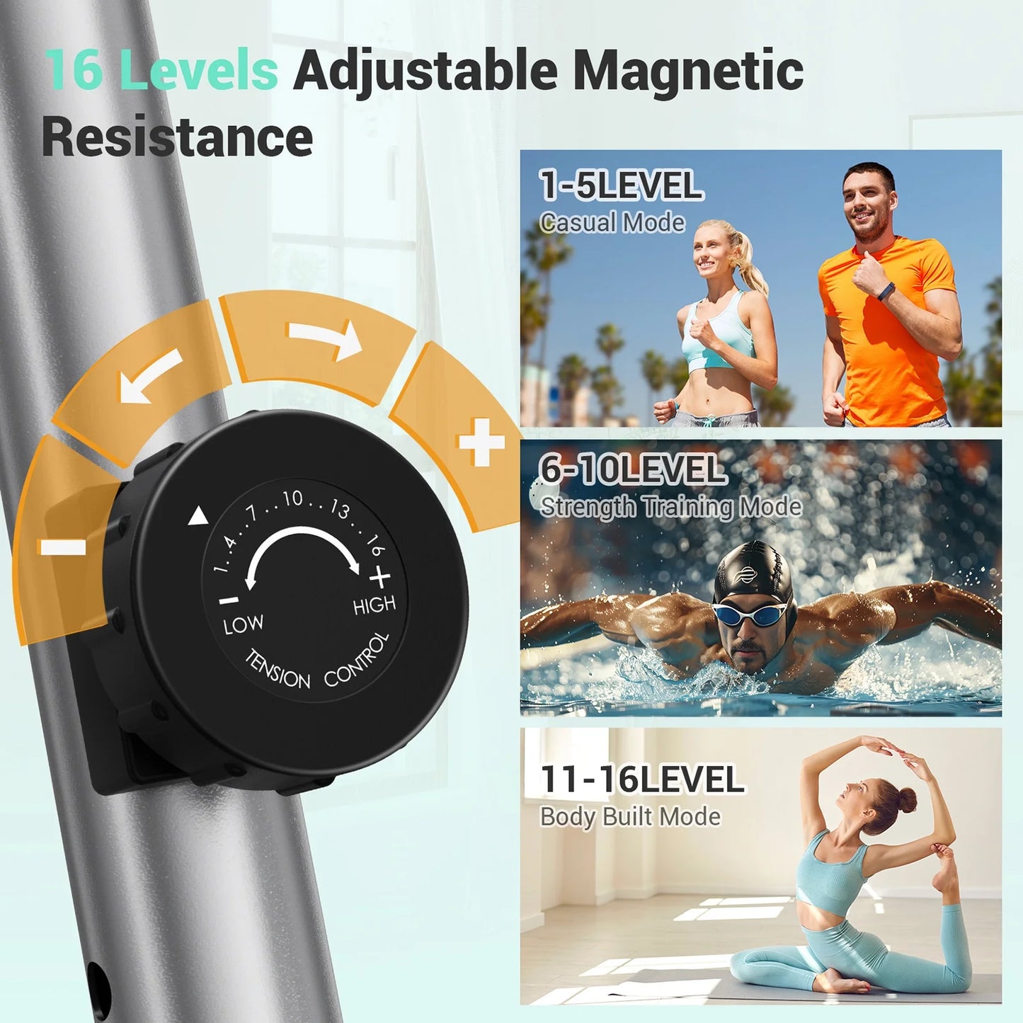 Elliptical Machine,16-Level Hyper-Quiet Drive Whit LCD Monitor  Elliptical 265LBS Capacity for Home Use