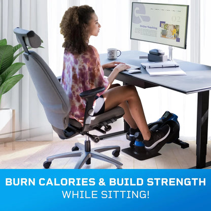 under Desk Elliptical Exercise Machine – Motorized Pedal Exerciser for Home and Office - Blue