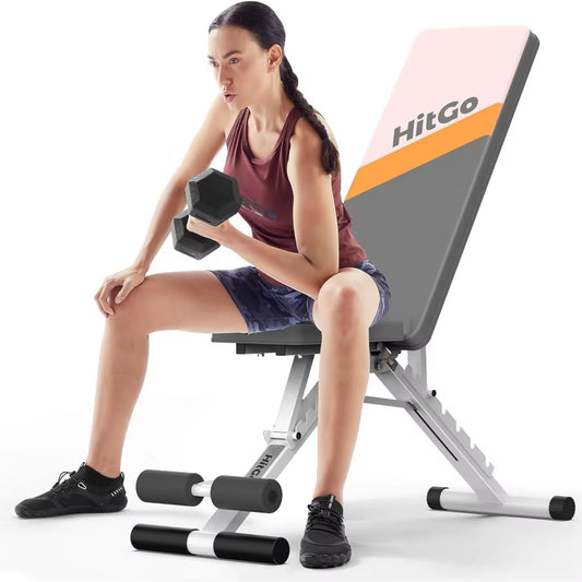 Folding Utility Weight Bench with Adjustable Backrest and 7 Incline Positions 3 Seat Settings for Compact Home Gym Space Ideal