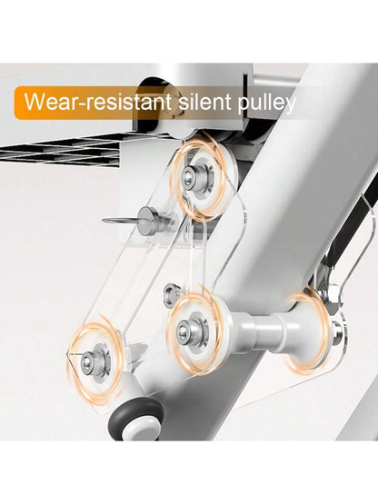 Home Fitness Vertical Climbing Machine - Adjustable Stride Folding Stair Treads, with Handle and Foot Pedals, Full-Body Exercise Equipment, Battery-Powered (No Battery Included) - White, Ideal Family Gift, Stylish Modern Design, Safe Foot Pedals