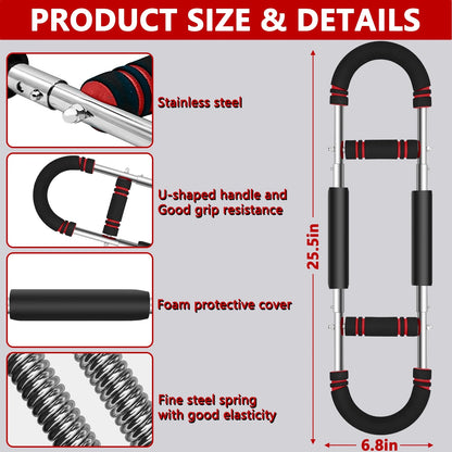 Twister Arm Trainer, 66-110Lb Adjustable Chest Workout Equipment, Chest Trainer for Men, Portable Detachable Spring Resistance Home Fitness Equipment for Enhancing Upper Body Muscle, Red
