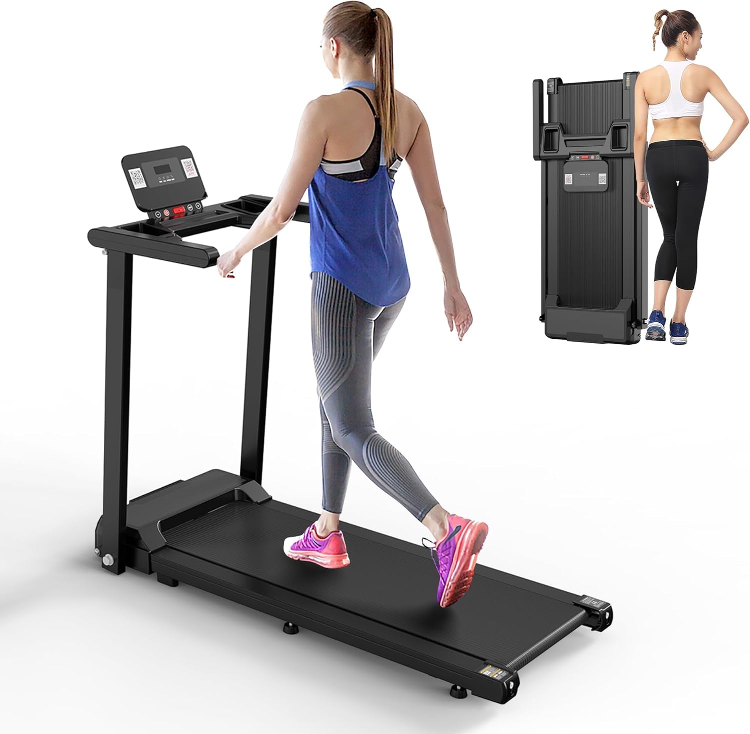 Folding Treadmill with 2.5HP Motor, APP Control, LED Display, Compact Walking/Running Machine with Phone Holder & Safety Key, 300 Lbs Capacity for Home Workout