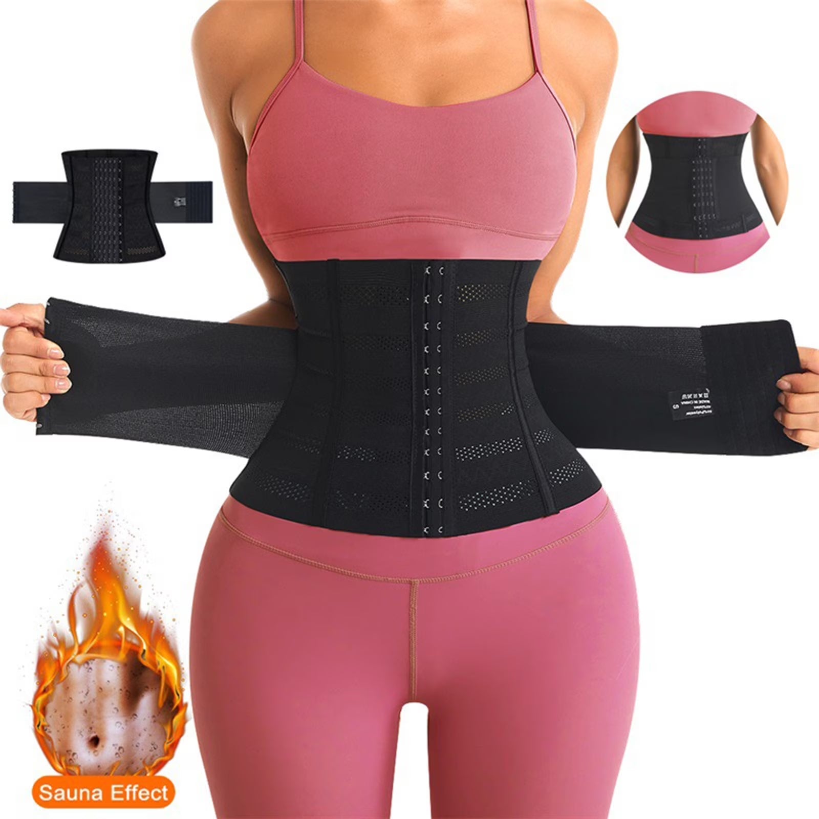 Women'S Waist Trainer, Breathable Elastic Corset Waist, Corset for Everyday Shapewear, Tummy Control Body Shaper with Adjustable Hooks (72-80Kg, Black)
