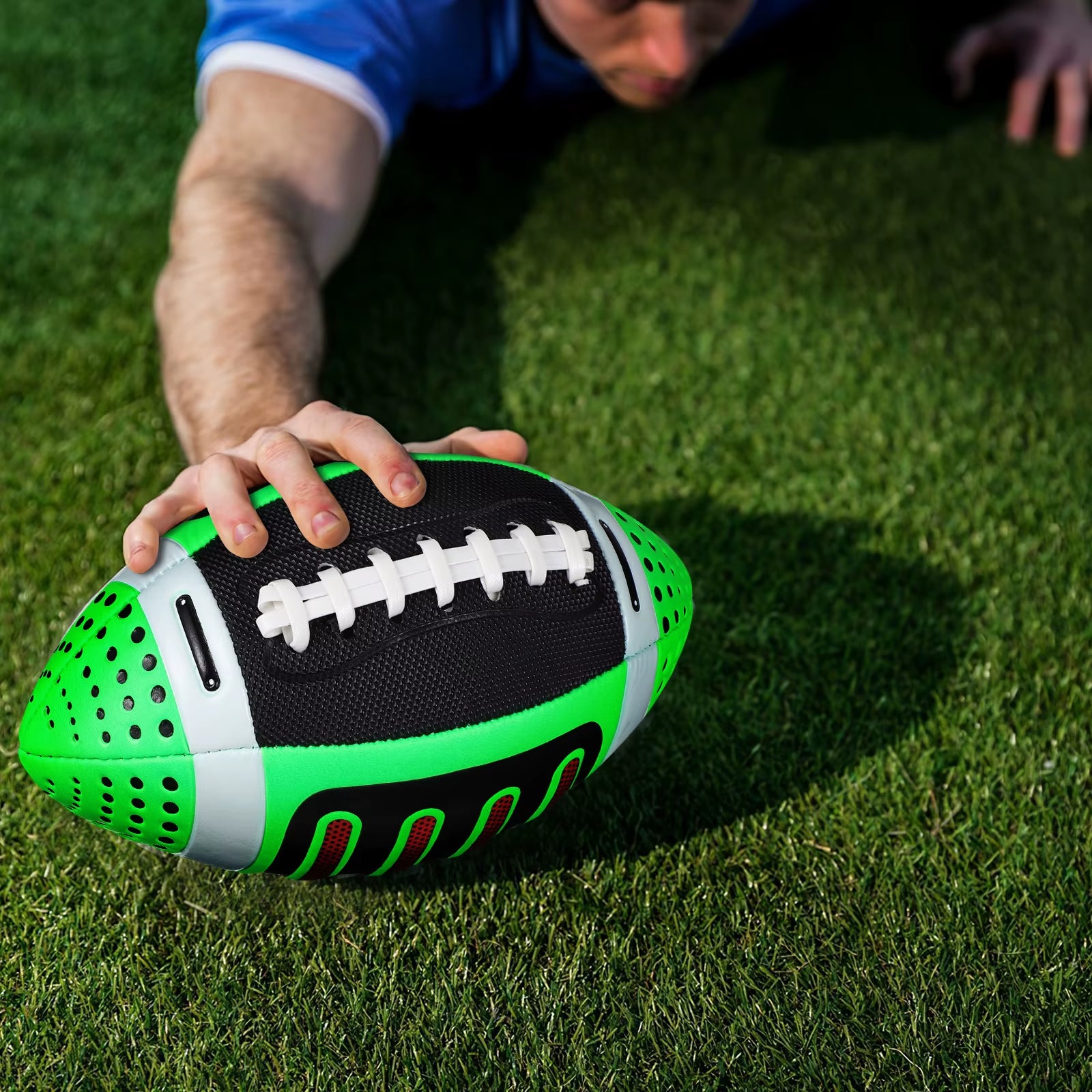 1 Green Youth Size Football Training Ball Small American Football Beach Rugby Ball Soccer Gear Durable Material Stylish Design